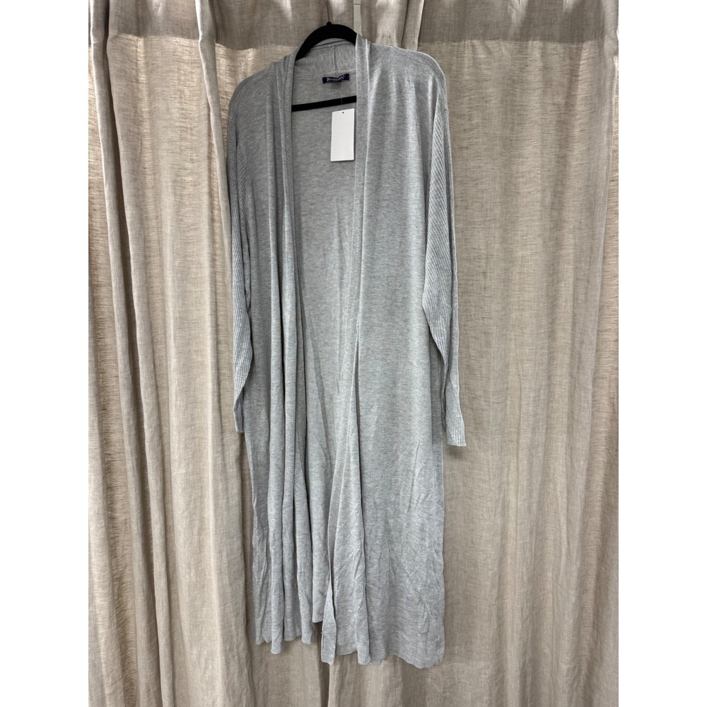 Roaman's Heather Gray Longline Open Front Duster Cardigan Sweater 4X 34/36 NEW